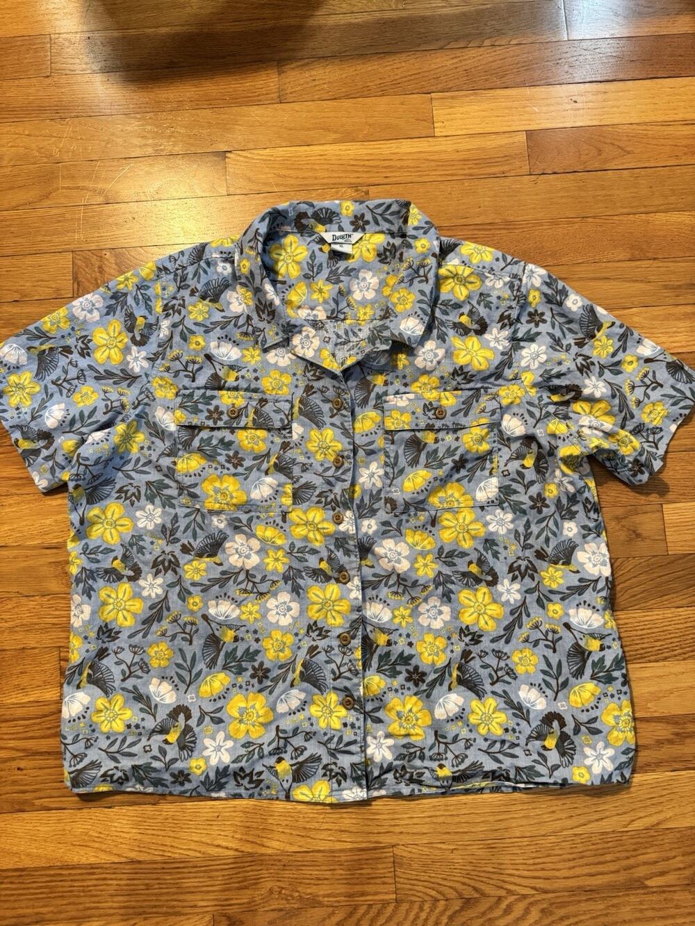 Duluth Trading Women’s XL Hemp Organic Cotton Floral Short Sleeve Shirt